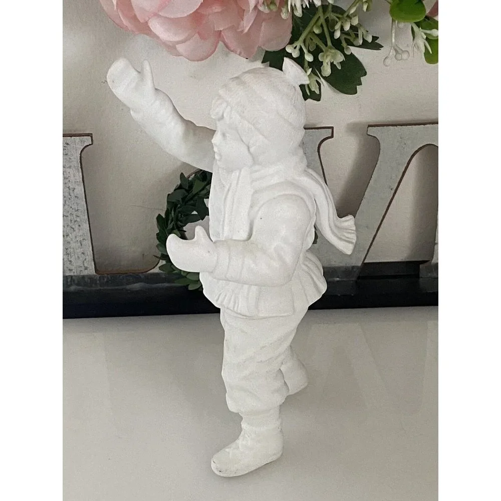 Vintage Dept 56 Victorian‎ Winter Boy Figure White 7